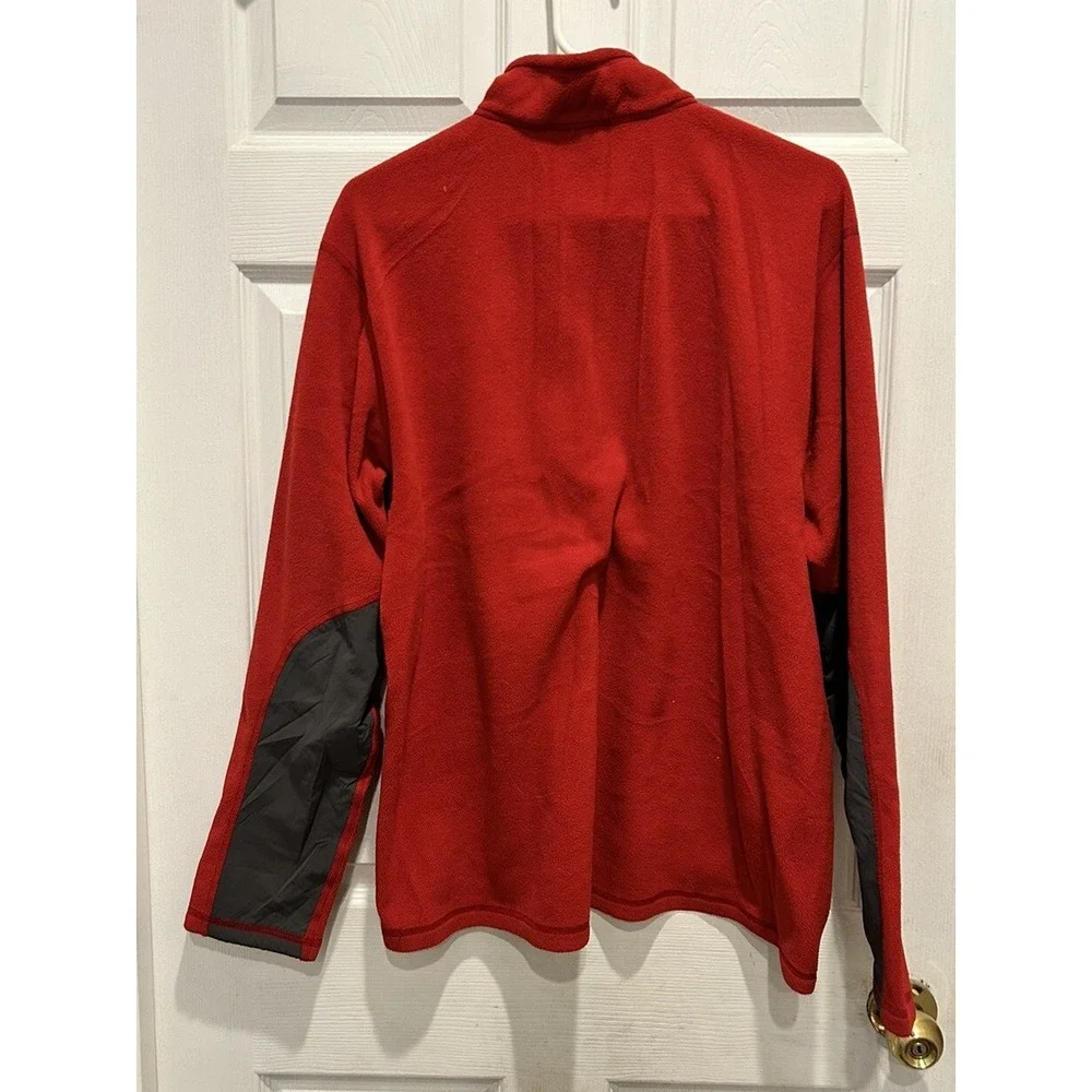 The North Face‎ Mens XL Red 1/4 Zip Fleece Pullover Jacket Gray Chest Pocket